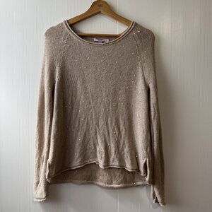 Calypso St Barth Womens 100% Wool Sequin Sweater Top Long Sleeve XS Beige